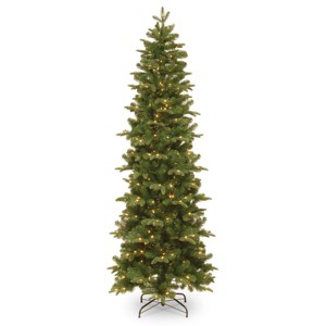 National Tree Company 6.5' PreLit Feel Real Prescott Pencil Slim Hinged Artificial Christmas Tree with 805 Tips - 1 of 3