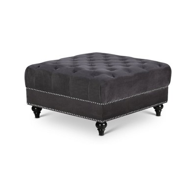 Meridian Furniture,Sabrina Grey Velvet Ottoman