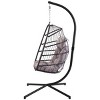 Outdoor Wicker Hanging Swing Chair,Indoor Egg Chair With Cushion And Aluminum Frame,Polyethylene Rattan Patio Lounge Egg Chair-Coolbibila - 3 of 4