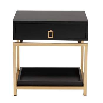 Melosa Wood and Metal 1 Drawer End Table - Baxton Studio