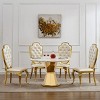 46" Modern Round Dining Table,High Gloss Faux Marble Top,Sturdy Stainless Steel Base for Kitchen and Dining Room - Maison Boucle - 3 of 4