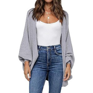 Zeagoo Women's Oversized Batwing Sleeve Knit Cardigan Sweaters Casual Long Outwear Coat - 1 of 4