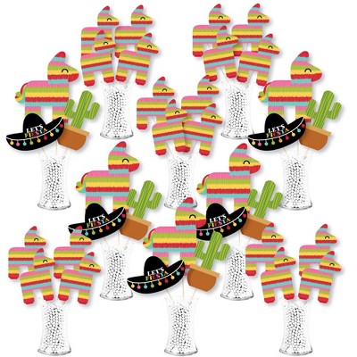 Big Dot of Happiness Let's Fiesta - Mexican Fiesta Centerpiece Sticks - Showstopper Table Toppers - 35 Pieces