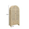 70.28" Modern Arched Wood Storage Cabinet,Pantry Cabinet with Adjustable Shelves and 2 Drawers,Rattan Door Kitchen Pantry Cabinet-Baofuwish - 4 of 4