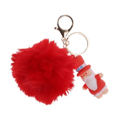 Unique Bargains Christmas Keychain with Double Ring and Lobster Clasp PVC Metal Plush 1 Pc