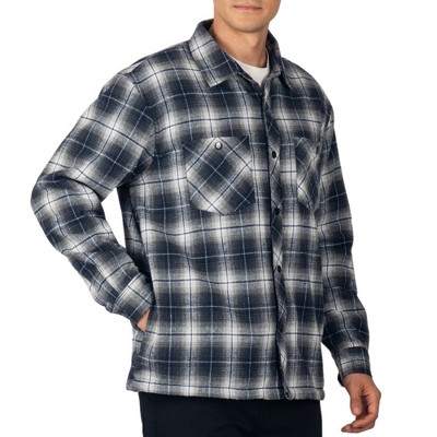 Alpine Swiss Mens Josh Fleece-Lined Flannel Jacket Heavyweight Snap-Front Plaid Shirt Shacket  Warm Soft Winter Outerwear