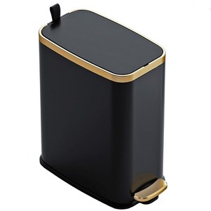 Small Bathroom Trash Can with Lid Soft Close-5L/1.3 Gal Slim Garbage Can-Metal Step Wastebasket-Rectangle Narrow Waste Bin - 1 of 4