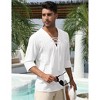 Men's Cotton Linen Henley Shirt Lace Up Long Sleeve V Neck Casual Beach Hippie Shirts - 3 of 4