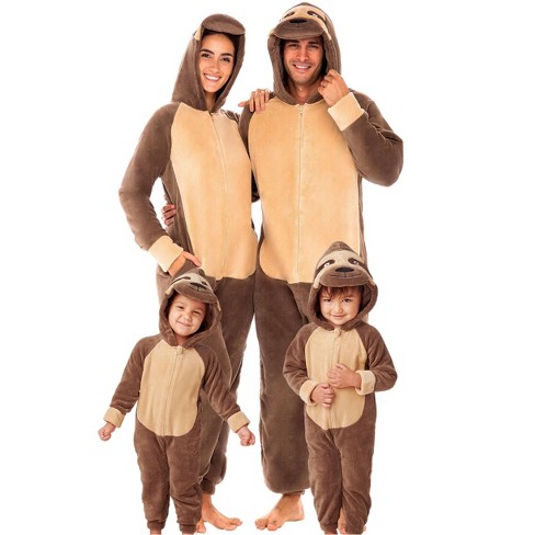 Alexander Del Rossa Family Novelty Warm Fleece One Piece Footed Hooded Pajamas Sloth Womens Medium Target