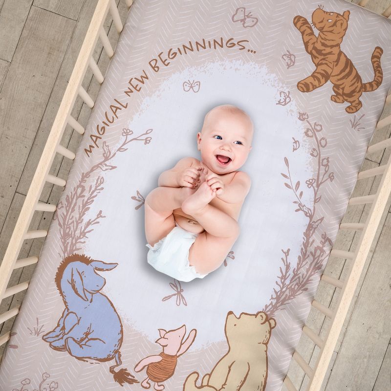 Lambs & Ivy Disney Baby Pooh Bear & Pals Cotton 3Piece Nursery Crib Bedding Set, 3 of 11