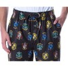 Harry Potter Adult Men's Hogwarts 4 House Crests Loungewear Pajama Pants Black - 3 of 4