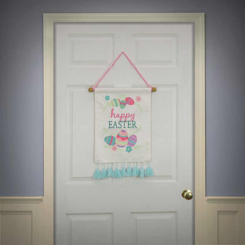 National Tree Company Happy Easter with Eggs Hanging Banner Decoration, White, Easter Collection, 19 Inches, 2 of 4