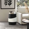 LuxenHome Modern Black and White Metal Round Side Table, 20.5" Color Block Coffee Accent End Table for Living Room, Bedside Couch Tables - 3 of 4