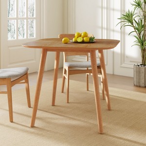 35" Square Dining Table, Mid-Century Modern Design, Tapered Splayed Legs, Durable Faux Wood Frame-- Frevyn - 1 of 4