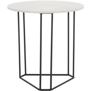 Eloblaire Round Accent Table - White Marble/Black - Safavieh - 1 of 4
