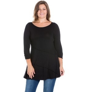Plus Ruched Sleeve Swing Tunic Top - 24seven Comfort Apparel™ - 1 of 3
