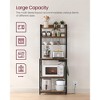 VASAGLE Hutch Bakers Rack with Power Outlet, 14 Hooks Microwave Stand, Adjustable Coffee Bar with Metal Wire Panel, Kitchen Storage Shelf - 3 of 4