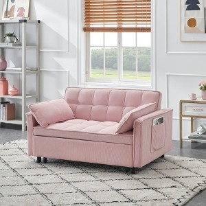 SKRAN Modern 3-in-1 Convertible Sofa Bed - Compact Pull-Out , with Cushioned Backrest, Storage Pockets & Pillows - for Small Spaces - 1 of 4