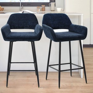 William 24" Counter Height Bar Stools Set of 2 with Back, Velvet Upholstered Bar Stools For Kitchen Island-Maison Boucle - 1 of 4