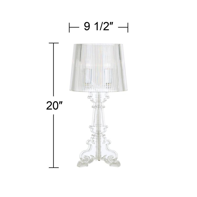 360 Lighting Baroque Traditional Accent Table Lamp 20" High Clear Acrylic for Bedroom Living Room Bedside Nightstand Office Kids Family House Home, 4 of 9
