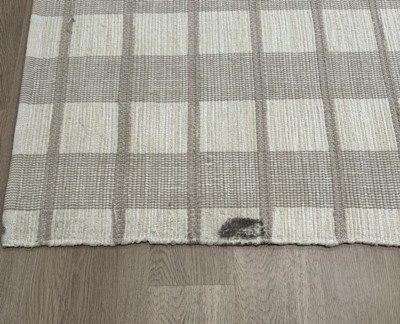 2x3'' Rib Stripe Plaid Handmade Woven Accent Rug Tan/cream/khaki ...