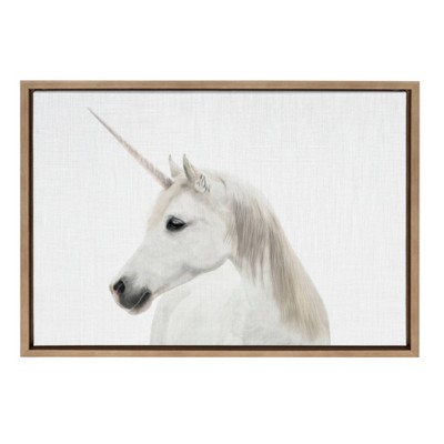 18" x 24" Sylvie Unicorn Framed Canvas by Simon Te Tai Gold - Kate and Laurel