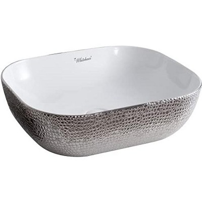 ALFI Isabella Plus Collection Rectangular Above Mount Basin with an Embossed Exterior, Smooth Interior, and Center Drain