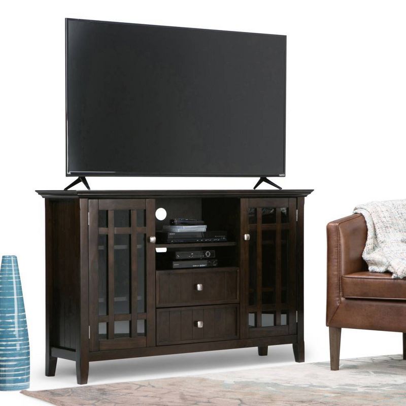 Tall Freemont Solid Wood TV Stand for TVs up to 60&#34; Dark Tobacco Brown - WyndenHall, 3 of 8