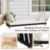 PAGED Porch Swing Wooden Swing Chair with Cushion, Pillows and 10.8Ft Ropes for Outdoor, Lawn, Backyard - 4 of 4