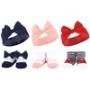 Hudson Baby Infant Girl 12Pc Headband and Socks Giftset, Red Blue Bows Red Chambray, One Size - 2 of 3