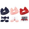 Hudson Baby Infant Girl 12Pc Headband and Socks Giftset, Red Blue Bows Red Chambray, One Size - image 2 of 3