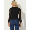 Allegra K Women's Long Sleeve Slim Fit Dressy Casual Wrap Ruched Mesh Blouse - 3 of 4