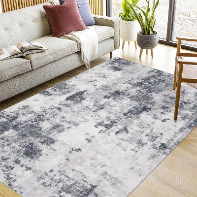 Washable Modern Abstract Rug, Foldable Low-Pile Non-Slip Floor Mat for Living Room, Bedroom, Kitchen, Dining Room Home Decor
