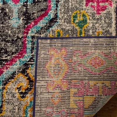Gray Round Stain-Resistant Synthetic Area Rug