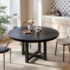 PexFix 52" x 52" Solid Wood Farmhouse Dining Table Round Wood Texture Top with Cross X Base for Modern Dining Rooms & Family Gatherings Black - 3 of 4