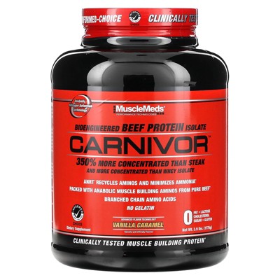 MuscleMeds Carnivor, Bioengineered Beef Protein Isolate, Vanilla Caramel, 3.9 lbs (1775 g)