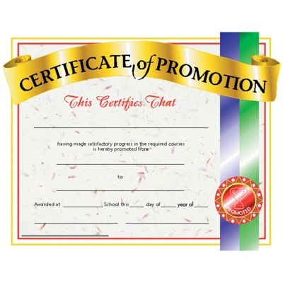 Hayes Publishing Certificate of Promotion, Pack of 30, 8.5" x 11" (Case of 4)