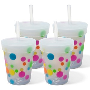 Silipint: Kids Straw Tumblers 8oz: 4 Pack - Polka Dots - 1 of 4