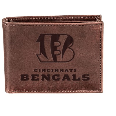 Evergreen NFL Cincinnati Bengals Brown Leather Bifold Wallet Officially Licensed with Gift Box