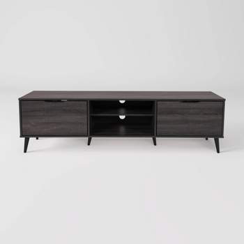 Cole TV Stand for TVs up to 85" with Open Shelves and Doors Dark Gray - CorLiving