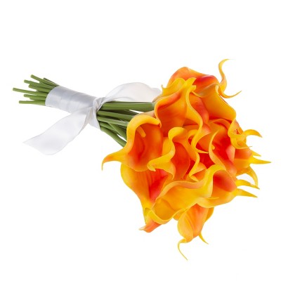 Sunset Orange Silk Calla Lily Bundle - 24 Stems