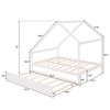 Twin Size Wooden House Bed, Tent-shaped Floor Bed, Fun Playhouse Bed Frames, House Bed Frame With Roof, For Kids Girls & Boys - 3 of 4