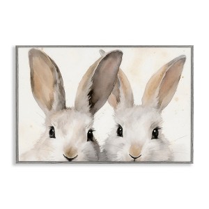 Stupell Industries Two Peeking Rabbits Black Framed Giclee Art - 1 of 4