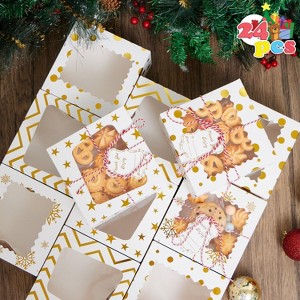 Joyfy 24 Pcs Christmas Cookie Boxes, Gold Foil Treat Box with Window, Gift-Giving Bakery Gift Wrapping Box for Pastries Cupcakes Cookies Donuts - 1 of 4