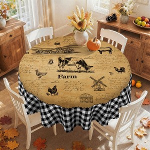 LOVEVOOK Checkered Tablecloth - Farmhouse Animals Table Covers, Farm Country Cow Rooster Plaid Table Clothes for Dining Room, Party, Home Decor - 1 of 4