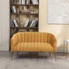 SEYNAR Modern Glam Comfy 50" Metal Legs Curved Sofa 2 Seaters Loveseat with Tufted Back - 2 of 4