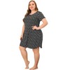 Agnes Orinda Women's Plus Size Floral Short Sleeve Round Neck Soft Nightgowns - 3 of 4