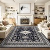 Vintage Hallway Runner Rug, Low Pile Floral Carpet with Rubber Backing, Machine Washable, Foldable for Bedroom, Entryway, Kitchen, and Hallway - 3 of 4