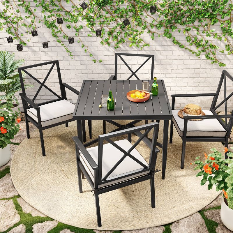 Searsburg Aluminum 4 Person Slat Top Square Patio Dining Table, Outdoor Furniture - Threshold&#8482;, 3 of 7