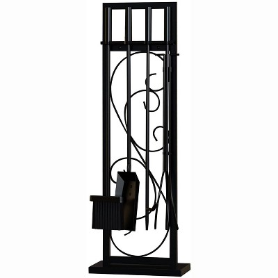 attop 5 Piece Black Steel Fireplace Tool Set